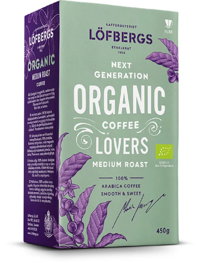Молотый кофе Lofbergs Organic Medium Roast 450 гр (Арабика 100%, Швеция ...